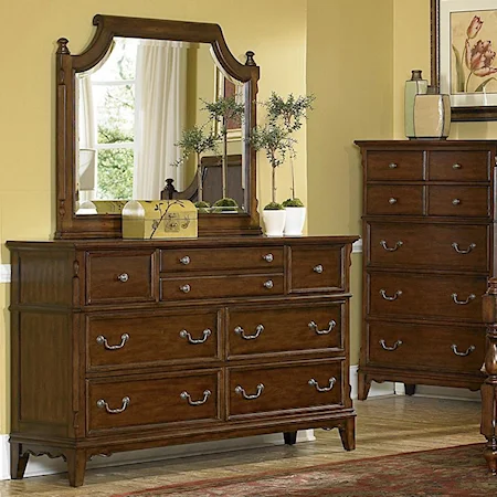 8-Drawer Dresser with Landscape Mirror